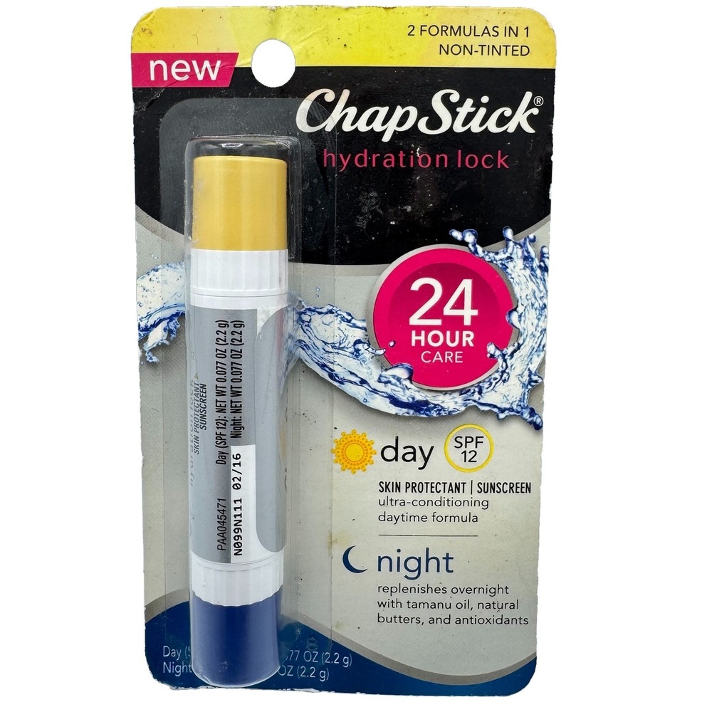 ChapStick Hydration Lock 24 Hour Care Day/Night Non-Tinted SPF 12 RARE NOS